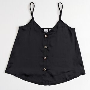 ICHI Black Satin Button Down Camisole